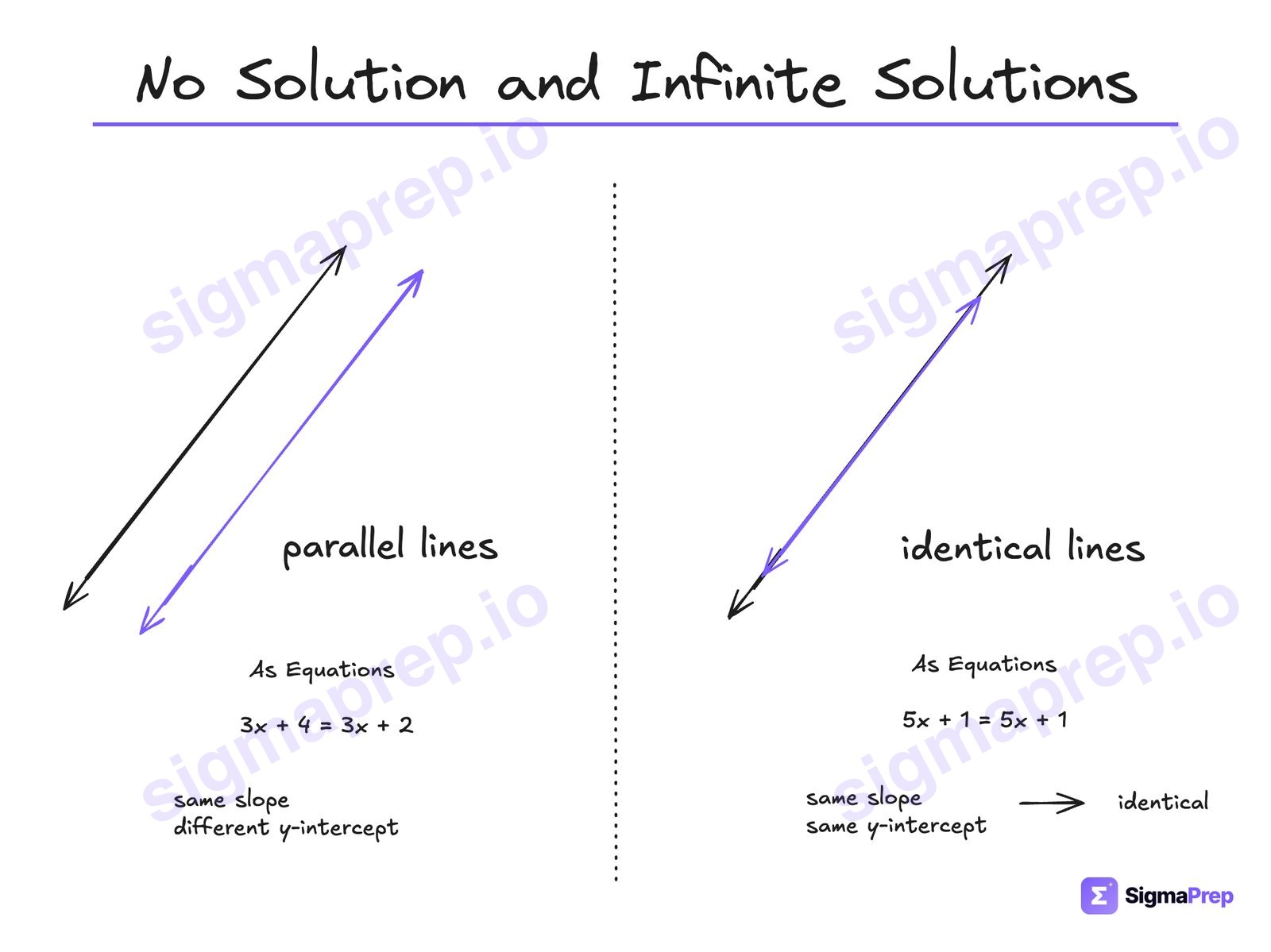 No Solution and Infinite Solutions diagram for the SAT