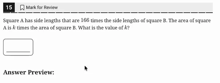 SAT Practice Test 10, Module 1, Question 15 (Area and volume) as it appears in the walkthrough video