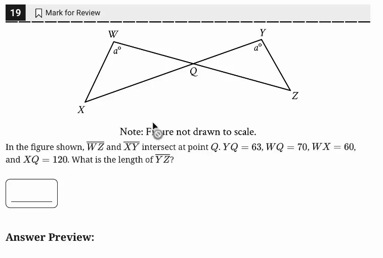 SAT Practice Test 6, Module 1, Question 19 (Lines, angles, and triangles) as it appears in the walkthrough video