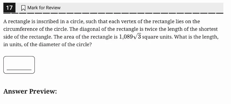 SAT Practice Test 6, Module 2, Question 17 (Right triangles and trigonometry) as it appears in the walkthrough video