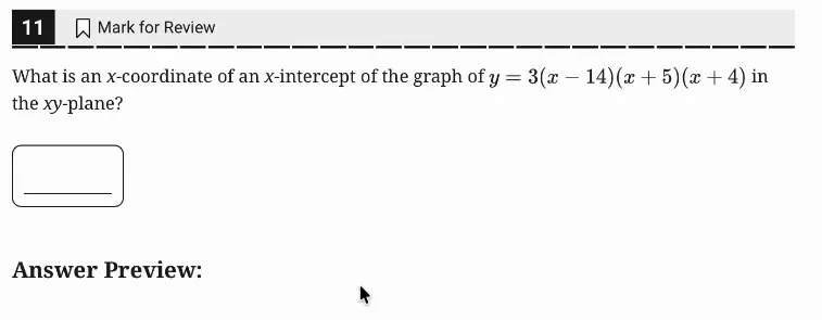 SAT Practice Test 7, Module 1, Question 11 (Nonlinear functions) as it appears in the walkthrough video