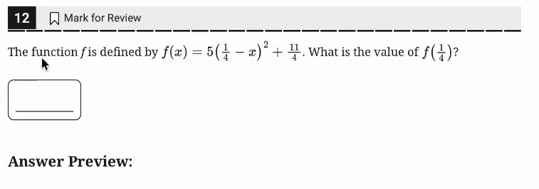 SAT Practice Test 7, Module 1, Question 12 (Nonlinear functions) as it appears in the walkthrough video