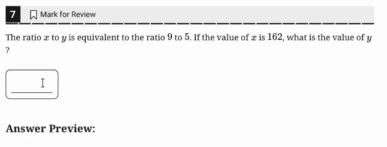 SAT Practice Test 7, Module 1, Question 7 (Ratios, rates, proportional relationships, and units) as it appears in the walkthrough video