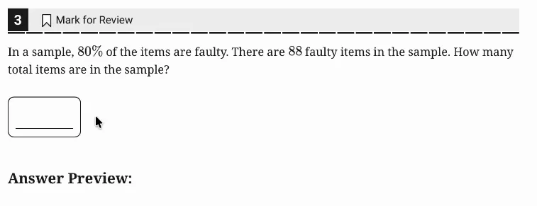 SAT Practice Test 7, Module 2, Question 3 (Percentages) as it appears in the walkthrough video