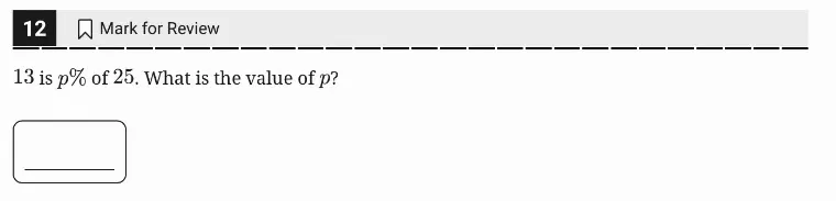 SAT Practice Test 8, Module 1, Question 12 (Percentages) as it appears in the walkthrough video