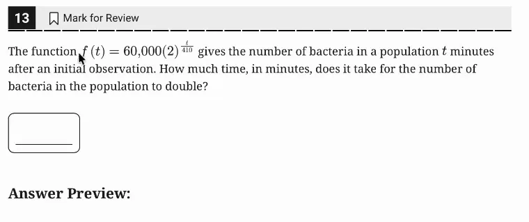 SAT Practice Test 8, Module 1, Question 13 (Nonlinear functions) as it appears in the walkthrough video