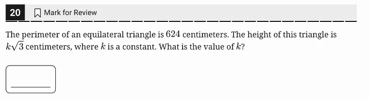 SAT Practice Test 8, Module 2, Question 20 (Right triangles and trigonometry) as it appears in the walkthrough video
