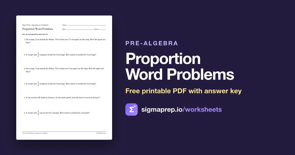 Math Story Problem Examples Proportion Word Problems Worksheet (Free PDF, Answer Key)